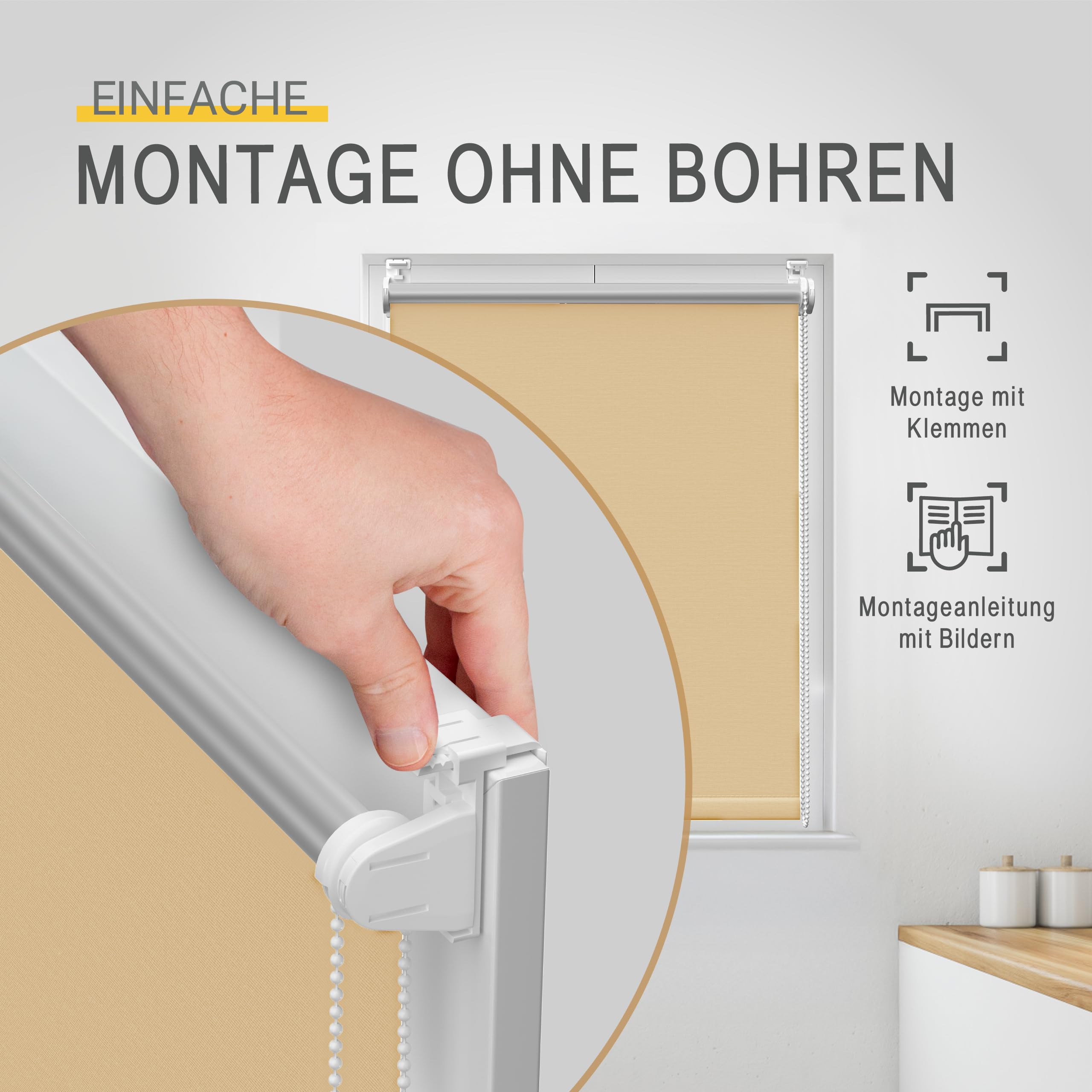 Thermorollo Rollo für Fenster ohne Bohren T42